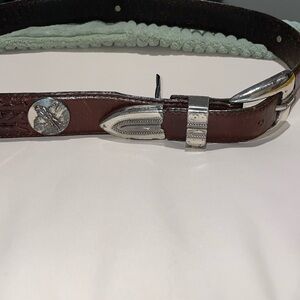 Vintage Onyx Brighton Men's Belt Size 32 GOLF Brown Leather Woven